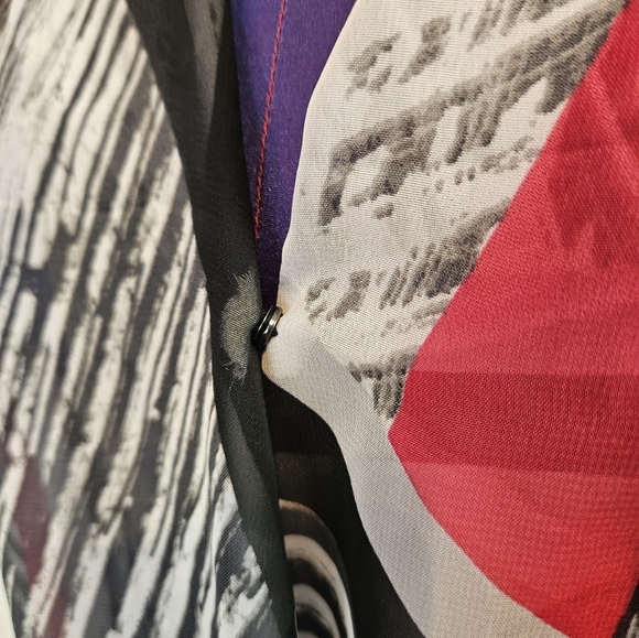 Sold Bisou Bisou Colorful Sheer 90s Abstract Faux Wrap Blouse Size XL Women's - Picture 3 of 9